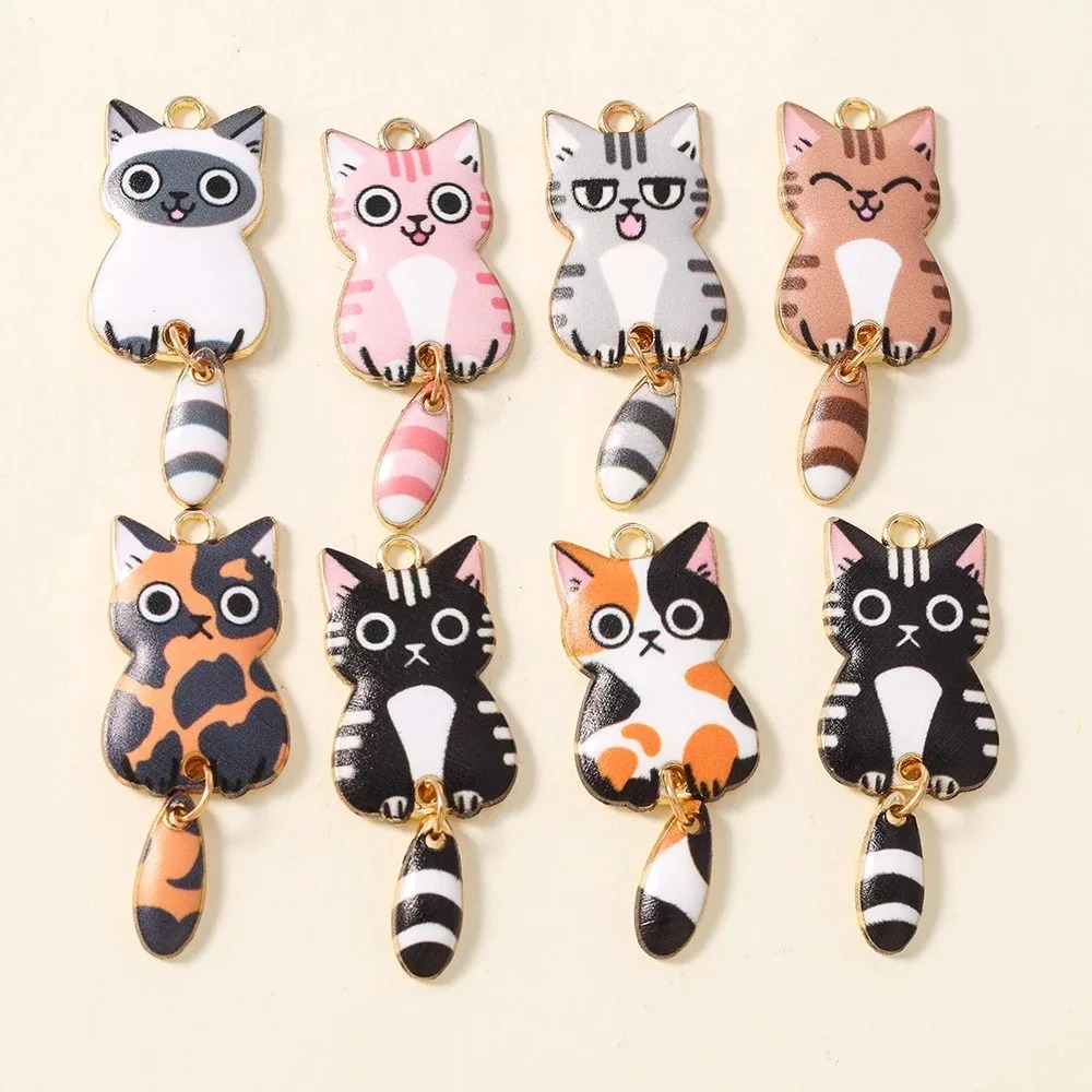 Resin Art Kits For Adults - 10Pcs 16×39mm Cute Cartoon Cat Resin